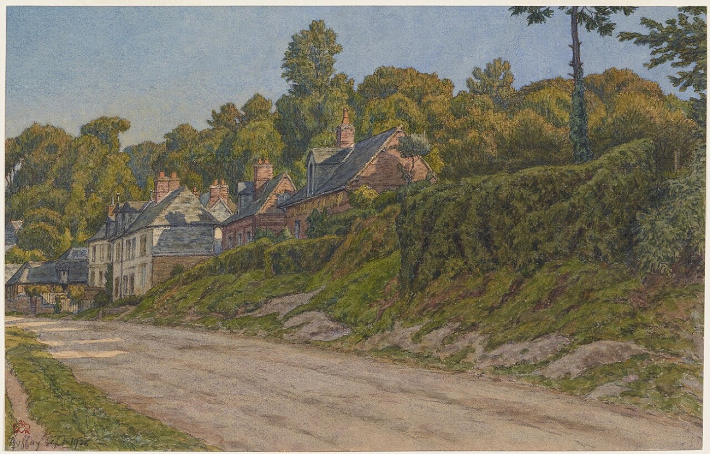 La route d'Auffay, aquarelle d'Henri Rivière